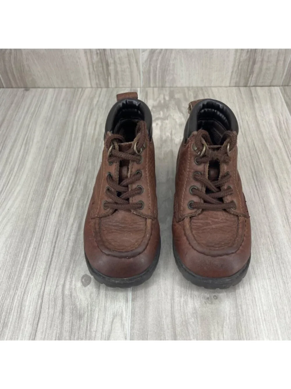 Jumping Jacks Boots Kids Toddler 6.5 M Vintage Brown Leather Moc Toe Work Boots